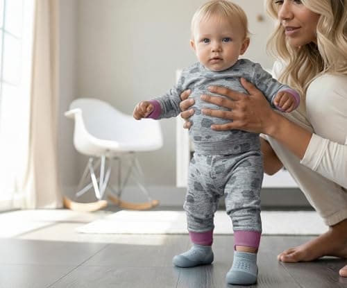 Dookeh Baby Sock Shoes Boys Girls First Walking Shoes Non-Slip Slippers Soft Sole Sneakers Toddler Infant Babygirl (A3-Gray, us_Footwear_Size_System, Toddler, Age_Range, Medium, 12_Months, 18_Months)