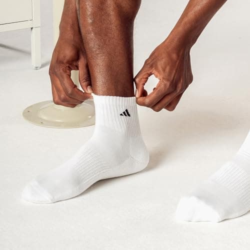 adidas Mens Athletic Cushioned Quarter Ankle Socks (6 Pairs) Durable & Comfortable