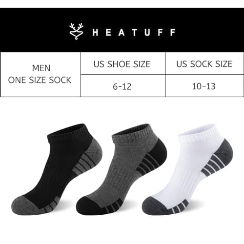Heatuff Mens Cushioned Ankle Socks, Breathable Moisture Wicking Low Cut Casual Socks (7 Pairs)