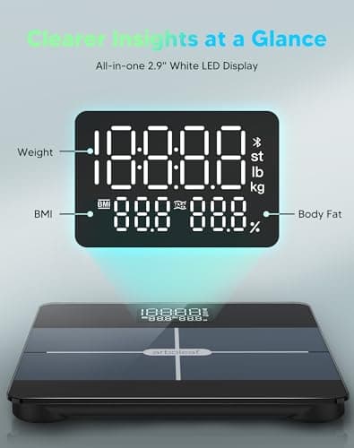 Arboleaf Smart Scale with BMI, Body Fat, Muscle Mass, Digital Bathroom Scale for Body Weight, 14 Body Composition Metrics, Large LED Display, Accurate Weighing Machine, App Sync, 400lbs, 10.2"