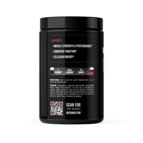 Jocko Fuel Creatine Monohydrate, Pure Micronized Powder for Men & Women, Supports Muscle Growth, Strength, Recovery & Cognition, Unflavored, 450 Grams, 90 Servings