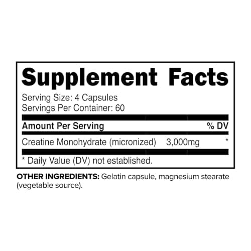 Primaforce Creatine Monohydrate Capsules - 240 Capsules, 3,000mg per Serving, Gluten Free and Non-GMO