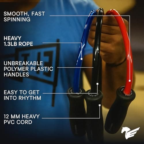Elite Jumps Muay Thai 2.0 Weighted Jump Rope - Designed for High-Intensity Training, Muay Thai, & MMA Workouts - Heavy 1.3lb PVC Jump Ropes for Fitness