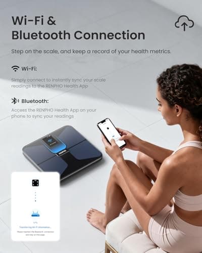 RENPHO Scale with BMI, Body Fat, Muscle Mass, Smart Scale for Body Weight, Wi-Fi & Bluetooth Body Composition Scale, Rechargeable, Elis Evo
