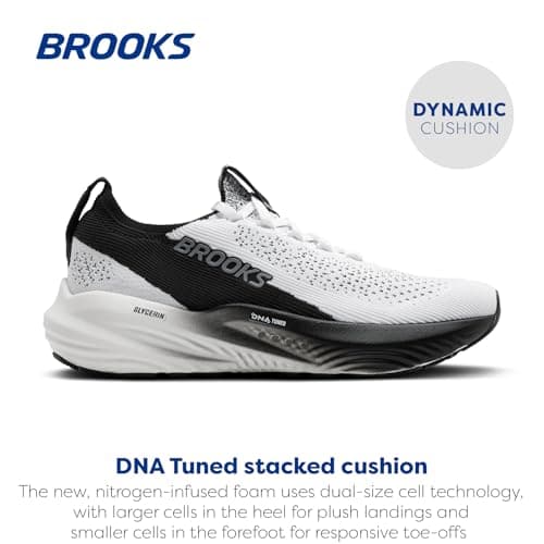 Brooks Women’s Glycerin Stealthfit 22 Neutral Running Shoe - White/Grey/Black - 9 Medium
