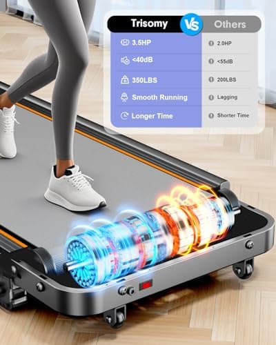 Foldable Treadmill with 10% Incline, Upgrade 3.5HP Low Noise Walking Pad Treadmill with Handle Bar, Trisomy 4 in 1 Portable Under Desk Treadmills for Home/Office, 350Lbs Capacity, APP & Remote Control