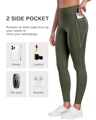 LZYVOO Leggings with Pockets for Women, 6 Packs Soft High Waisted Tummy Control Workout Yoga Pants(BlackGrayNavyWineGreenBrown-L)