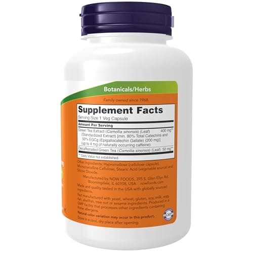 NOW Foods Supplements, EGCg Green Tea Extract ,Dietary,400 mg, Free Radical Scavenger*, 180 Veg Capsules