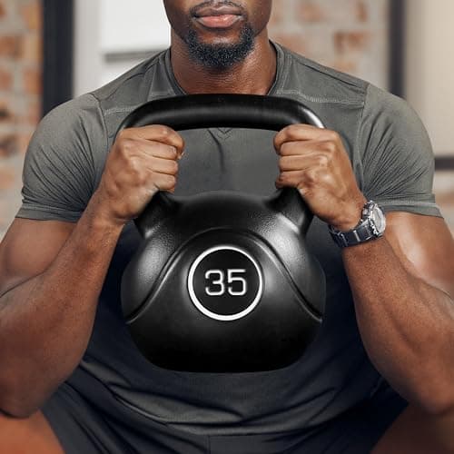 Yaheetech 35lbs Kettlebell Weights, Men & Women Home Gym Kettle Bell Exercise & Fitness Equipment w/Wide Flat Base & Textured Grip for Strength Training