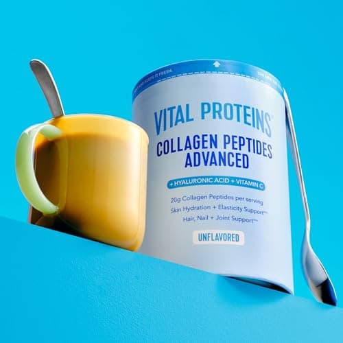 Vital Proteins Collagen Peptides Powder Advanced with Hyaluronic Acid & Vitamin C, 20oz Collagen Protein, Unflavored, 27 Servings
