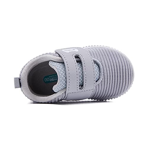 BMCiTYBM Baby Shoes Girls Boys First Walking Sneakers Infant 6 9 12 18 24 Months Grey Size 12-18 Months Toddler
