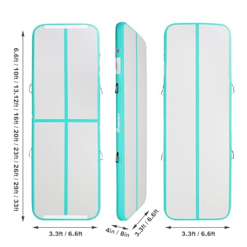 FBSPORT 10ft Inflatable Air Gymnastics Mat Training Mats 4 inches Thickness Gymnastics Tracks for Home Use/Training/Cheerleading/Yoga/Water with Pump