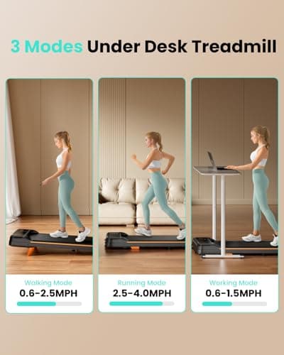 Abonow Walking Pad, Under Desk Treadmill with Incline for Home Office 2.5HP Portable Walking Treadmill with 265 Lbs Weight Capacity Walking Machine, Remote Control, LED Display - Black Orange