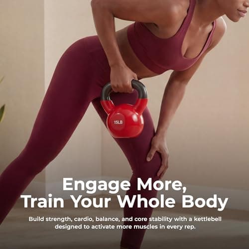 Sunny Health & Fitness Sunny Vinyl Coated Kettlebell (15-Pound)