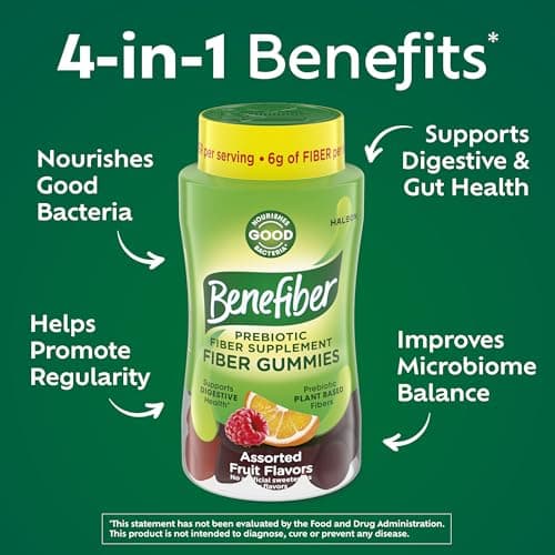 Benefiber Prebiotic GLP-1 Friendly Fiber Supplement Gummies for Digestive Health, Assorted Fruit Flavor - 81 Count