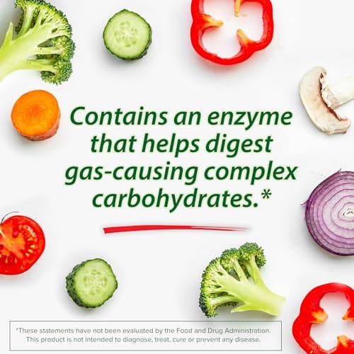 Beano Digestive Enzyme, Preventive Gas Relief for Adults, Helps Prevent Gas & Bloating, 100 Tablets
