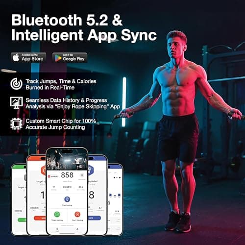 SaintCos Cordless Gravity Jump Rope, Smart Jump Rope with Counter for Gym, Fat Burning & Calorie Burn, APP Data Analysis, Home Workout Equipment for Women ＆ Men (Black)