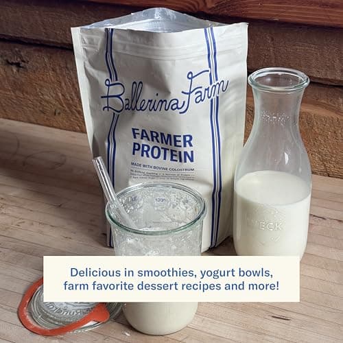 Ballerina Farm Grass Fed Whey Protein Powder, Vanilla Bean, 24g Protein with Collagen Peptides, Bovine Colostrum, Hemp Hearts & Prebiotic Fiber, No Added Sugar or Artificial Ingredients, 20 Servings