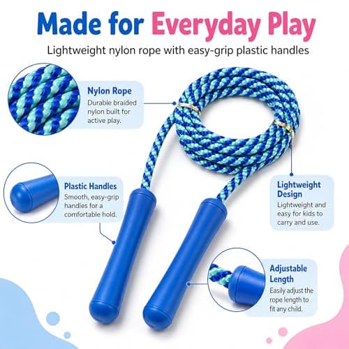 GiftExpress Adjustable Size Colorful Jump Rope for Kids and Teens - Outdoor Indoor Fun Games Skipping Rope Exercise Fitness Activity and Party Favor - Assorted Colors Pack of (6)
