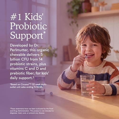 Garden of Life Dr. Formulated Probiotics Organic Kids+ plus Vitamin C & D - Berry Cherry - Gluten, Dairy & Soy Free Immune & Digestive Health Supplement, No Added Sugar, 30 Chewables (Shelf Stable)