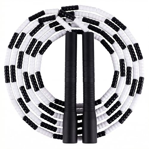 YUEDONG Soft Beaded Jump Rope - World Champion Luke Boon Recommended, Adjustable Tangle-Free, Pain-Free TPU Beads & Anti-Slip Long Handles, Fitness Workout for Adults Kids with Carry Bag(BLACK)