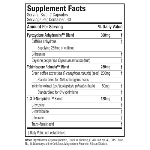 Hydroxycut Hardcore - Thermogenic Supplement - Energy & Metabolism Support - 265 mg Caffeine Anhydrous, 50 mg Yohimbe Extract - Rapid Release Capsules - for Men & Women - 60 Count
