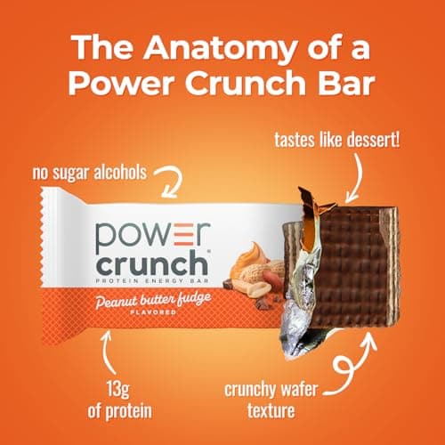 Power Crunch Protein Energy Bar, Peanut Butter Fudge 1.4oz, 12 Count