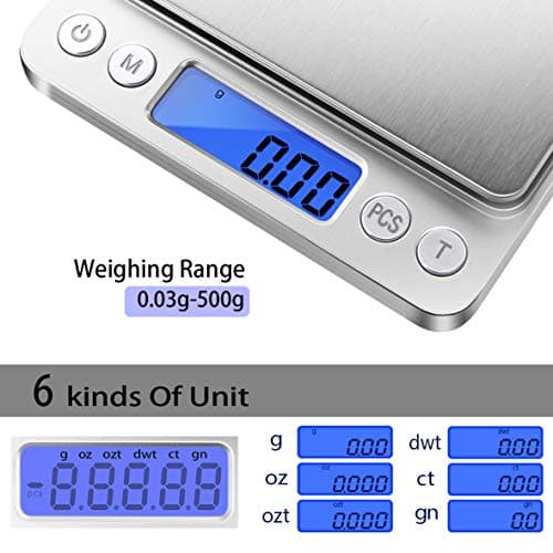 Fuzion Digital Gram Scale .01 Gram Accuracy, 500g Small Jewelry Scale, Mini Kitchen Food Scale for Herb, Powder, Gold, Coin - Weight Gram and Oz