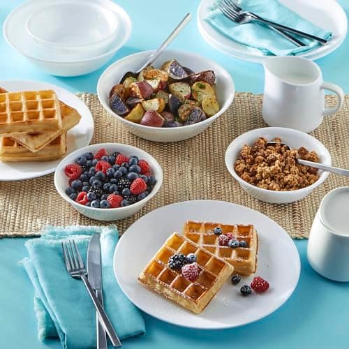 Corelle Vitrelle 6-Piece Soup/Cereal Bowl Set Triple Layer Glass and Chip Resistant, 18-Oz Lightweight Round Bowls, Winter Frost White