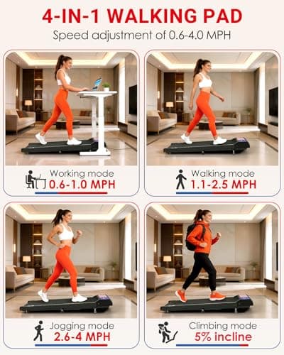 Walking Pad Treadmill with 5% Incline, Under Desk Treadmill for Home Office, 2.5HP Quiet Portable Walking Pad, 265 lbs Capacity, Compact Treadmill for Small Spaces with 15" x 35.4" Belt