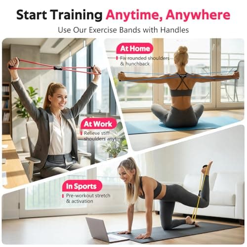 RENRANRING Figure 8 Fitness Resistance Bands with Handles - Exercise Tube Band Set of 3 for Arm and Shoulder Stretch, Rope 8 Word Elastic for Women and Men