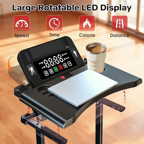 Walking Pad Treadmill with Desk Workstation, 12% Incline Treadmills for Home Office, 350lbs Capacity, 3.5H(XL)