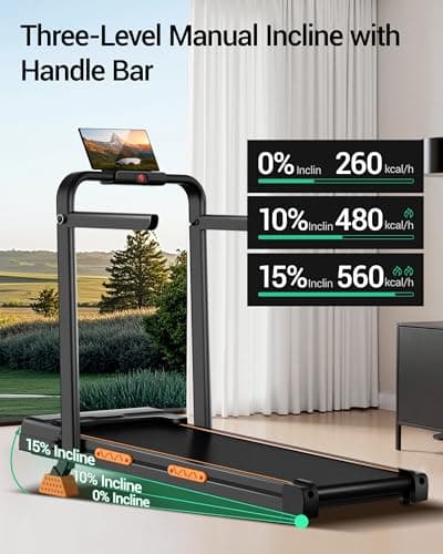 4-in-1 Walking Pad Treadmill with 15% Incline, Quiet Under Desk Treadmills for Home & Office, Compact Foldable Treadmill with Handles and 2.5HP Brushless, 330 LBS Capacity