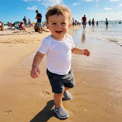 Toddler Water Shoes Toddler Swim Shoes Quick Dry Slip On Sneakers for Beach Pool Mesh Grey 12-18 Months Infant