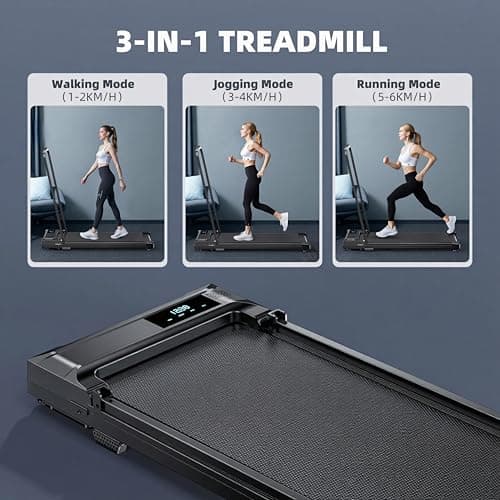 Walking Pad Treadmill for Home - Folding Treadmills with Handle Bar Portable Compact Fold up Indoor Foldable Handles Electric Walk Pads Small Spaces Mini Running Quiet Under Bed Office