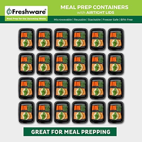 Freshware Meal Prep Containers [50 Pack] 1 Compartment Food Storage Containers with Lids, Bento Box, BPA Free, Stackable, Microwave/Dishwasher/Freezer Safe (16 oz)