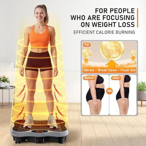 Vibration Plate Exercise Machine, 130 Levels Shake Fitness Vibrating Platform for Lymphatic Drainage Weight Loss, Bluetooth Fat Burner for Women Men, Gray