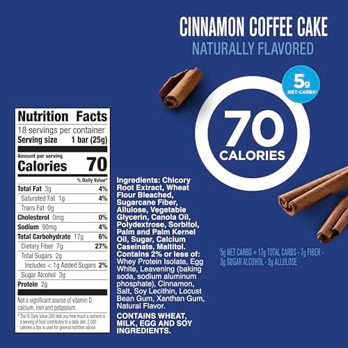 Fiber One 70 Calorie Soft Baked Bars, Cinnamon Coffee Cake, Mega Pack, 18 Ct, 16 oz