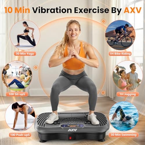 AXV Vibration Plate Fitness Platform Exercise Machine Vibrating Shaking Full Body Shaker Workout Vibrate Stand Shake Board Sport for Weight Loss Fat Burner for Gym Home Office