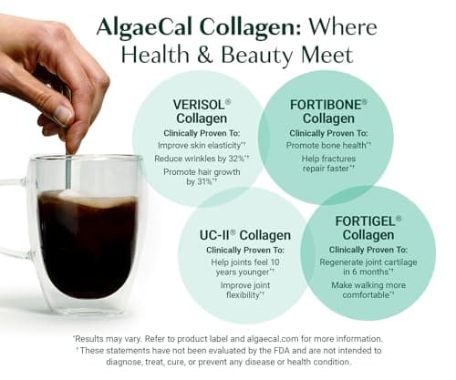 ALGAECAL Collagen Peptides Powder – Multi Collagen Peptides with VERISOL®, FORTIGEL®, UC-II®, FORTIBONE®, Hydrolyzed Collagen for Women & Men, Type 2 Collagen, 30 Servings (1 Pack)