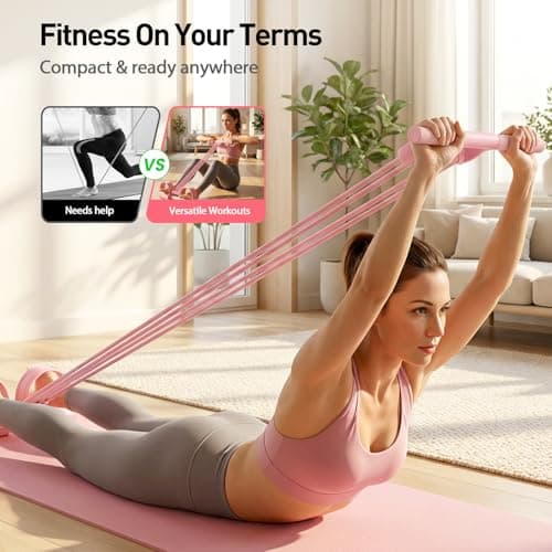Pedal Resistance Band with Handle, 2026 New Upgrate 8 Tube Exercise Band 3‑in‑1 Multi-Function for Foot Pedal Pull, Back Stretch & Chest Expand, Portable Latex Fitness (Purple, 3 in 1)