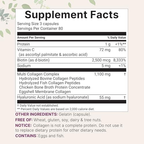 Micro Ingredients Multi Collagen Pills for Women & Men, 240 Capsules | Type I, II, III, V, X | Hydrolyzed Peptides with Biotin, Hyaluronic Acid, & Fat Soluble Vitamin C Complex | Non-GMO, Filler Free