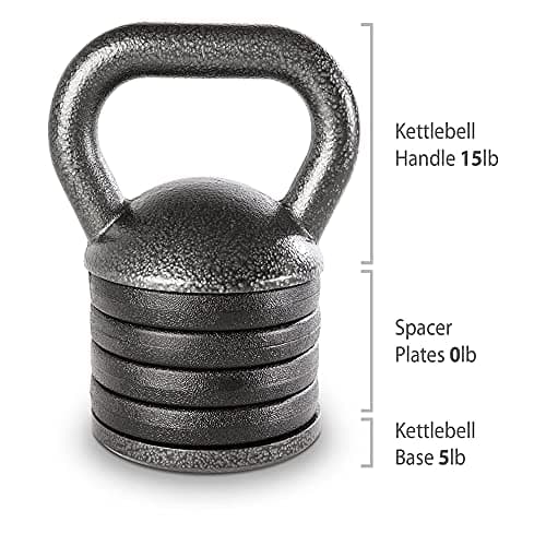 Apex Adjustable Heavy-Duty Kettlebell Weight for Strength Training and Weightlifting, Ideal Home Gym Equipment, Cast Iron, Grey APKB-5009