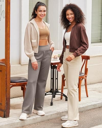 G4Free Wide Leg Pants Woman Yoga Pants with Pockets Loose Casual Palazzo Fashion Sweatpants Stretch Dress Work Clothes(Black,M,Regular)