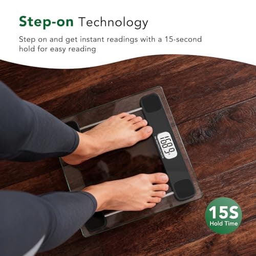 ZOETOUCH Scale for Body Weight, Accurate Bathroom Scales, Digital Weighing Machine for People, 400lb Capacity, LCD Display, Step-On Technology, Tempered Glass, Measuring Tape Included