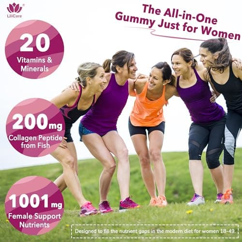 Womens Multivitamin Gummy, Methylated Multivitamin for Women, Biotin, Methylfolate, Iron, Collagen, Vitamins A C D, B Complex, Antioxidants for Women's Daily Support, Beauty, Immune, No Sugar, 60 Cts