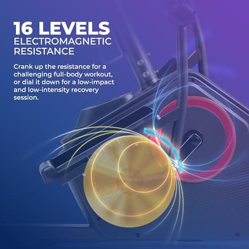 Sunny Health & Fitness Electromagnetic Recumbent Cross Trainer Exercise Elliptical Bike w/Arm Exercisers, Easy Access Seat & Exclusive SunnyFit® App Enhanced Bluetooth Connectivity - SF-RBE4886SMART