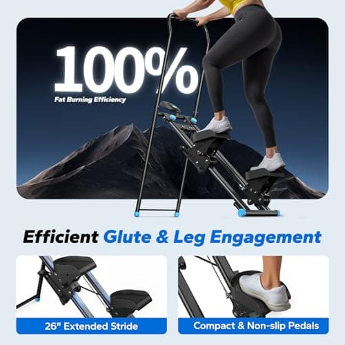 MERACH Stair Stepper for Home Gym Exercise, New Version Vertical Climber Machine for Full-Body Workout, Compact Folding Cardio Exercise Climber with Extended Step Range, Adjustable Handlebar & Pedals