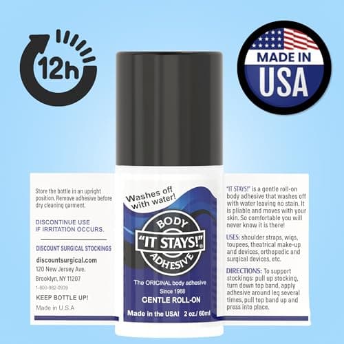 Mojo Compression Socks - It Stays! Butt Glue for Dancers Roll On - Body Adhesive Glue Applicator for Wigs, Socks, Stockings, Leotards, Bras, Costumes and Clothing - Made in USA - 2 oz