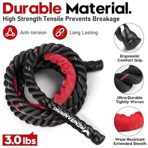 Jump Rope, 3LB Weighted Jump Rope for Fitness, 9.8ft Heavy Jumping Ropes for Exercise, Adult Workout Rope for Men & Women Improve Strength, Skipping Rope for Gym Training, Home Workout